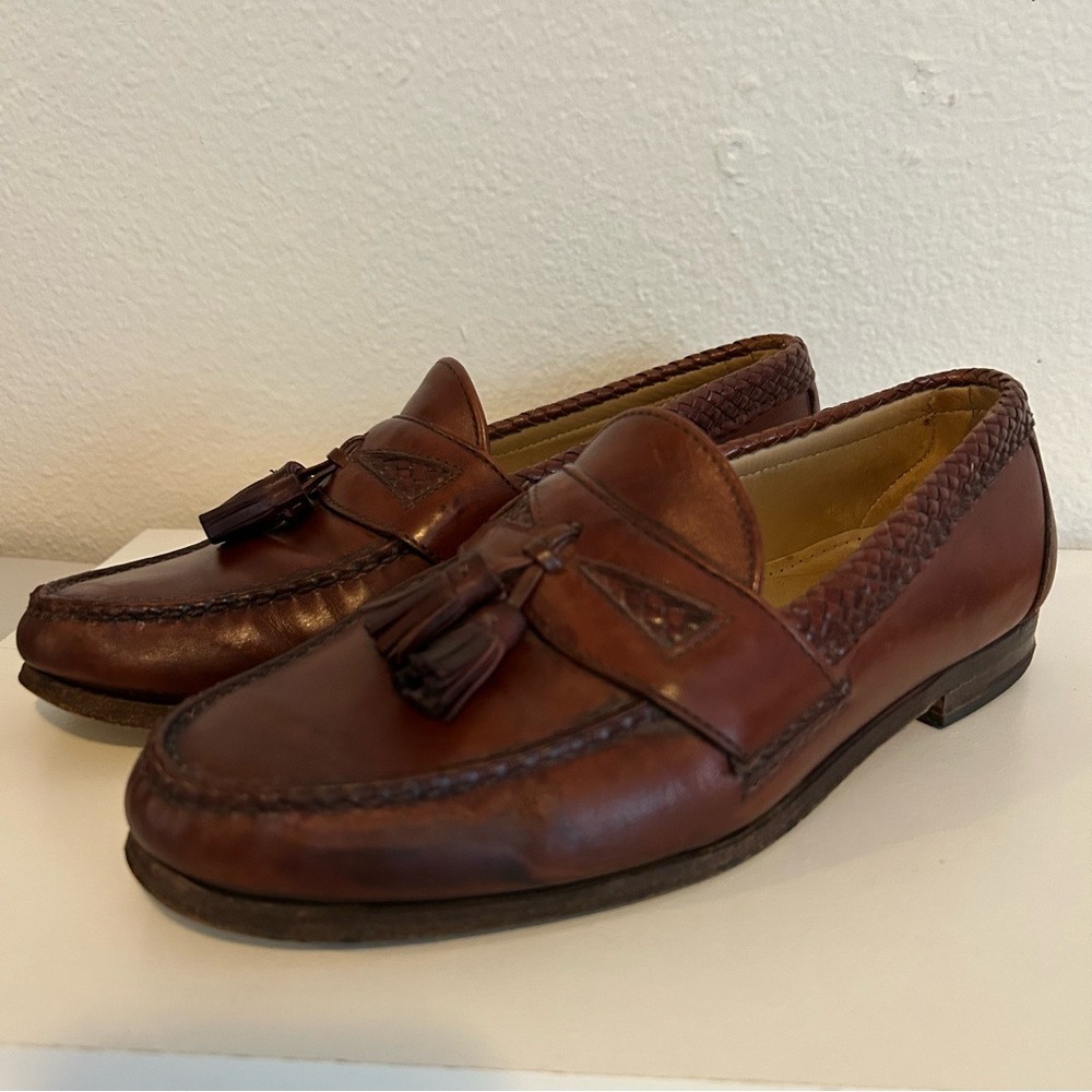 Allen Edmonds Maxfield tassel genuine leather braided loafer brown M 9 W 10.5